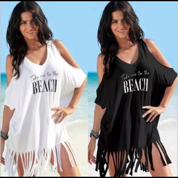 Summer Beach Bikini Cover Up Women White Off Shoul - Picture 1 of 5